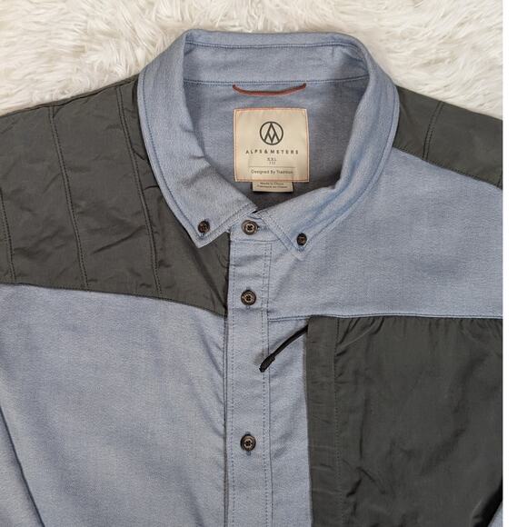 Alps & Meters Merino Wool Cotton Utility Shirt Blue Gray XXL Outdoor Workwear - Picture 9 of 16